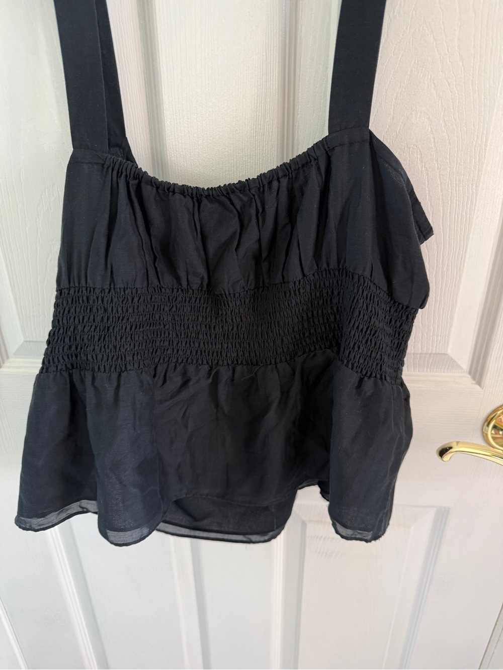 J. Crew Black Smocked Camisole Top